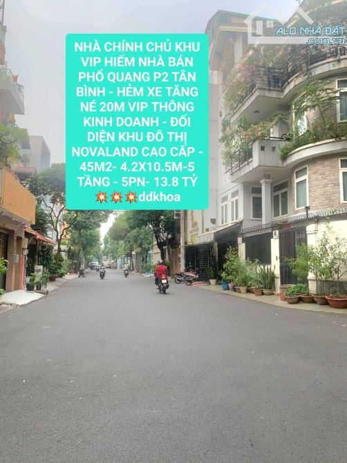 VIP PHỔ QUANG SÂN BAY- HẺM 20M NHƯ ĐƯỜNG- 45M- 5 TẦNG- 5PN- 12 TỶ NHỈNH - 3