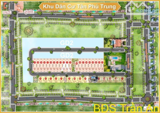 KDC Tân Phú Trung - 17 lô đất nền - Tổng diện tích 1200m2 đa dạng diện tích - Giá 2 tỷ - 2