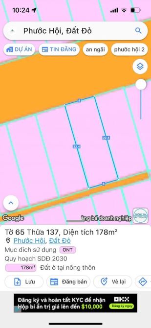 Tdc Kim Liên- Phước Hội - Đất Đỏ - BRVT; cách biển Phước Hải 2km  🌈DT: 178m2 - 5