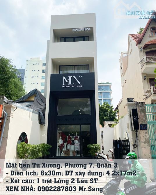 Cho thuê mặt tiền 21 Tú Xương Quận 3 - 6x30m 3 lầu ST có sân để xe - Mở SHOP/Showroom/Spa