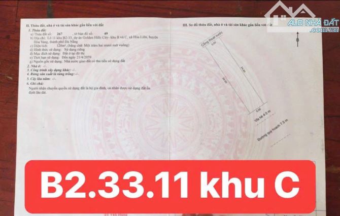 💥 Bán đất khu đô thị Golden Hill giá rẻ. Dt 120m2 hướng ĐN đường 7.5m 🌺 - 1