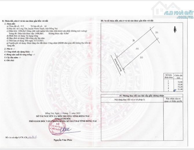 Bán gấp 1496m2 đất TT Huyện Nhơn Trạch 5 tỷ TL - 2