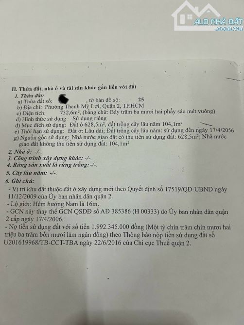 LÔ ĐẤT 733M2 HẺM XE TẢI ĐƯỜNG NGUYỄN THỊ ĐỊNH - PHƯỜNG THẠNH MỸ LỢI - QUẬN 2. - 3