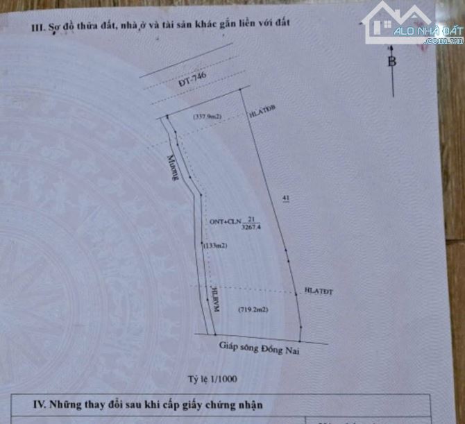 BÁN NHÀ VƯỜN 2 MT DT 746 VÀ MT SÔNG ĐỒNG NAI, CÓ NHÀ VÀ VƯỜN CÂY ĂN TRÁI - 1