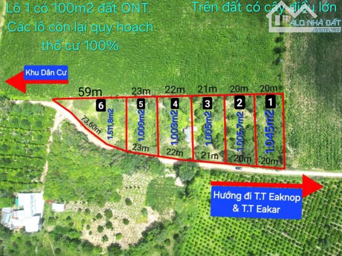 Mở bán FO - 1005m2 chỉ 199 triệu (sổ hồng chính chủ) (20m mặt tiền)| Đắk Lắk - 1