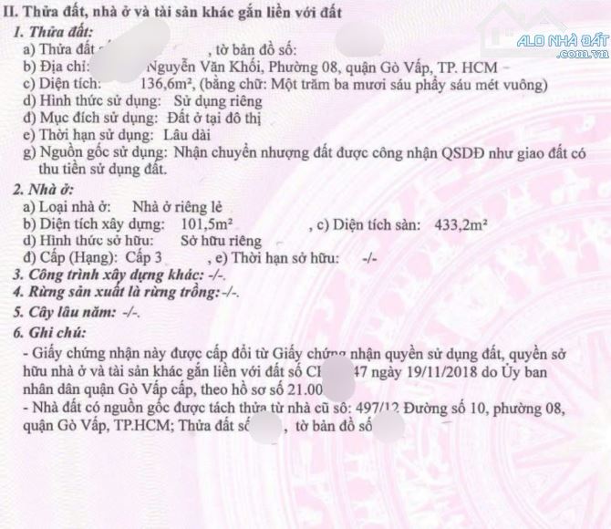 Bán đất TẶNG nhà 1/ Nguyễn Văn Khối, Gò Vấp. Gần CV làng - 1