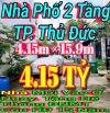 NHÀ PHỐ THỦ ĐỨC - Xe Hơi Vào Nhà Ngủ - 65m² - 2 Tầng - Chỉ 4.15 TỶ - Tặng HT Điện NLMT.