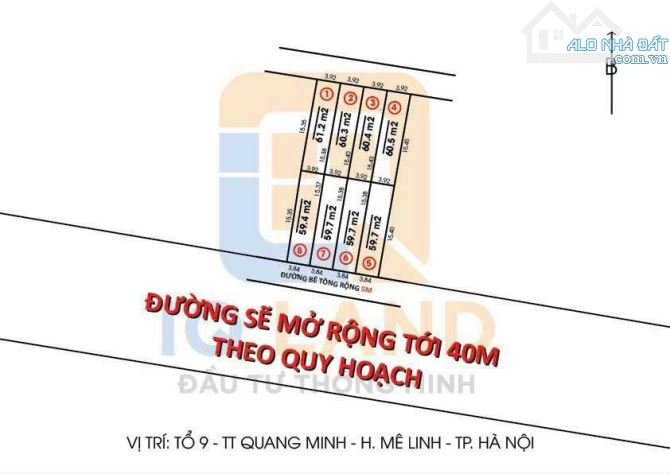 Bán 60m2 đường vành đai 4 tại tổ 9 - Quang Minh, đường quy hoạch 40m. - 5