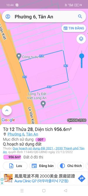 BÁN 956m2 ĐẤT NỀN MẶT TIỀN ĐƯỜNG LÊ VĂN KIỆT , PHƯỜNG 6 , TP TÂN AN , GẦN AEON MALL - 1