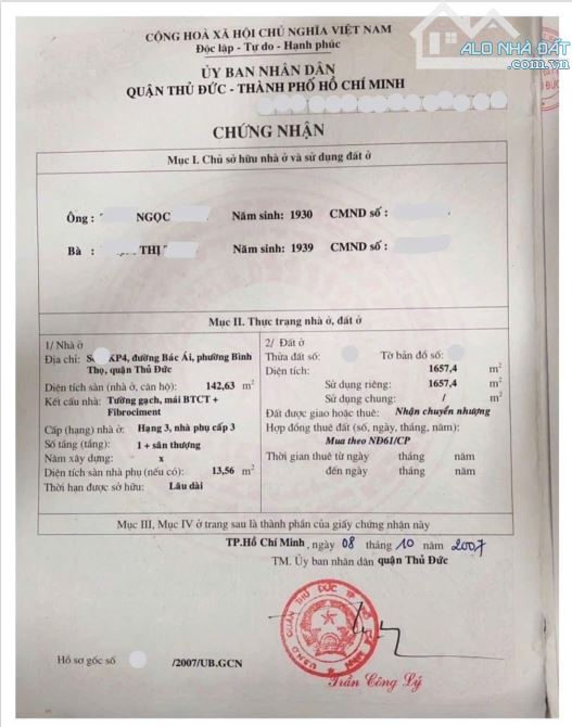 80TR/M2 - MT BÁC ÁI P. BÌNH THỌ - 1658M2 (33x50) FULL ĐẤT ODT - 4