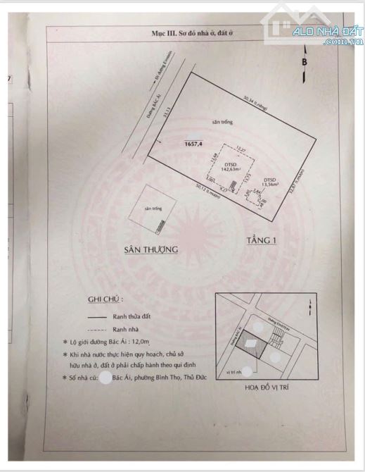 80TR/M2 - MT BÁC ÁI P. BÌNH THỌ - 1658M2 (33x50) FULL ĐẤT ODT - 5
