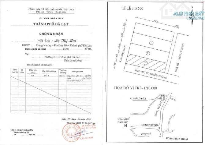 HƠN 1 XÀO ĐẤT  Ở ĐÔ THỊ ĐÀ LẠT, NGAY ĐƯỜNG HÙNG VƯƠNG, 39 TR/ M2 - 11