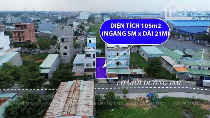 Bán Lô đất Lọt Khe 105m Giữa Khu Dân Cư Đông Người- Giá Đẹp- Mặt Tiền Đường 16m