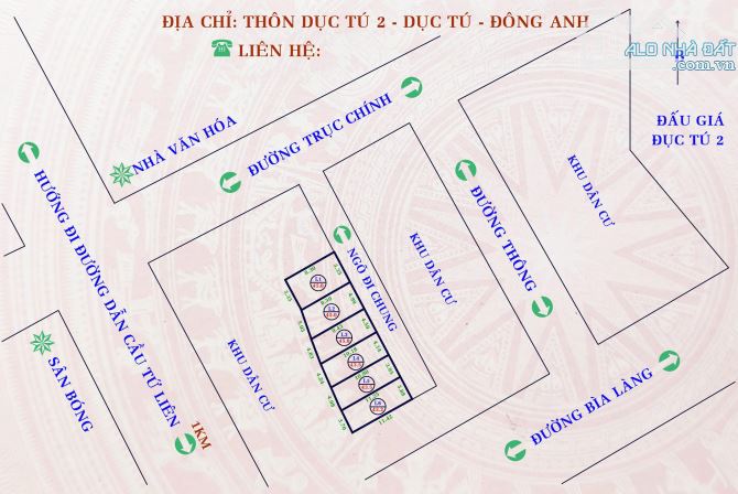 Mở bán lô đất Dục Tú nhỉnh 2 Tỷ . Cọc nhanh giữ chỗ. Đường Ô tô, Hướng Cầu Tứ Liên