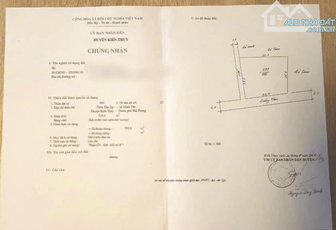 ❌ Siêu phẩm lô góc 795m full thổ cư  phân lô cực đẹp tại Thù Du, Minh Tân, Kiến Thuỵ