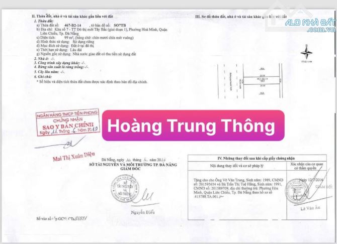 Bán đất đường 7m5 Hoàng Trung Thông, Hoà Minh, Liên Chiểu