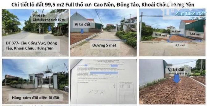 CHÍNH CHỦ Gửi Bán Lô Đất Tại Đông Tảo_ HY : dt 99,5m ,mt hơn 6m,ô tô - 1