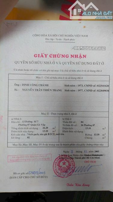 bán nhà mặt tiền 13 đường số 7 phường 7 quận gò vấp trệt lầu nhà mới 1,8 tỉ shr