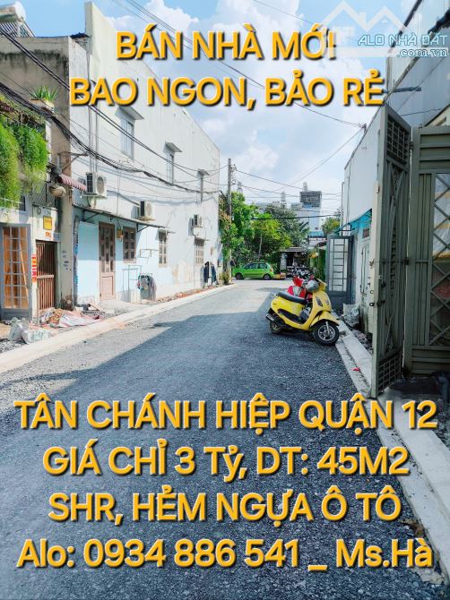 BAO ĐẦU TƯ Bán nhà mới SHR chỉ 3 tỷ tròn DT:45m2, Hẻm nhựa ô tô