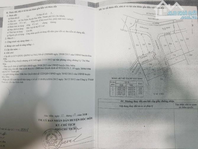 Chạy nợ cần bán gấp lô đất trong tuần đường Lê Thị Kim, Tân Xuân, Hóc Môn, 97m2, giá 975tr - 2