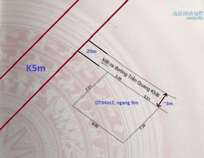 ♣ Đất Kiệt 3m, sát Ô tô, Trần Quang Khải, 64m2, ngang 9, vuông, Kinh doanh, 2.25 tỷ - 4