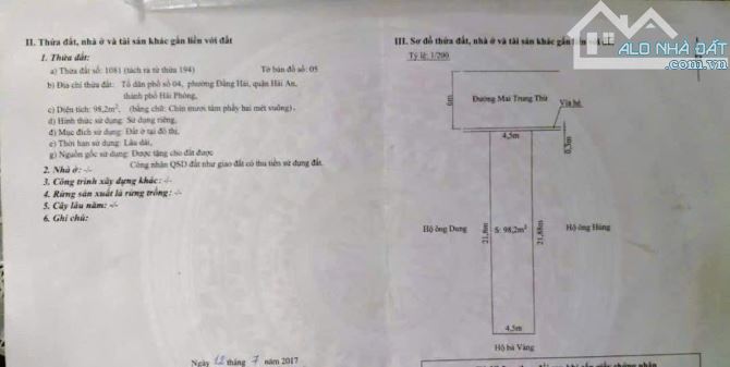 Cc gửi Bán lô đất đẹp mặt đường mai trung thứ vị trí đẹp đối diện tđc điểm 3 điểm vàng để