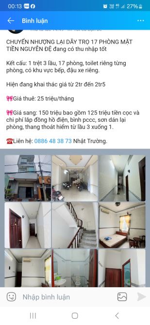 Dãy trọ 17p full nội thất cho các bạn đầu tư - 1