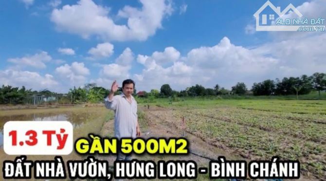 Bán gần 500m2 đất nhà vườn, sổ riêng gần chợ hưng long, bình chánh, nhỉnh 1 tỷ, hẻm xe hơi - 1