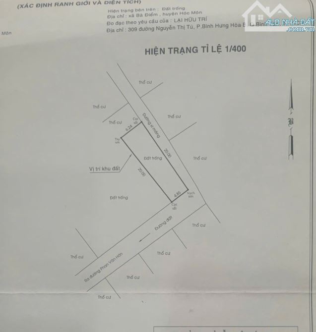 Đất Bà Điểm Hóc Môn DT: 4,85x20m nở hậu 6,24m giá 1ty400 Triệu - 3