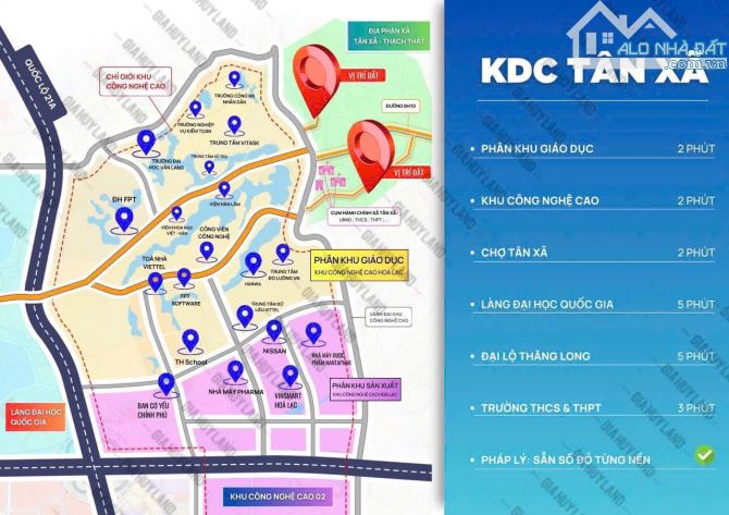 65m đất thôn 2 Tân xã công nghệ cao Hoà Lạc giá 2,x tỷ cổng đại học FPT - 3