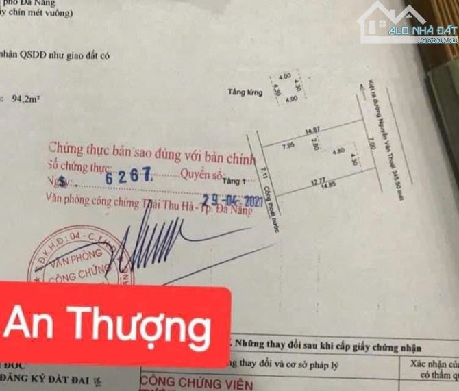 DT 105M NGANG 7M KHU AN THƯỢNG - NGUYỄN VĂN THOẠi KẸP CỐNG THOÁNG MÁT  -Diện tích: 105m² (