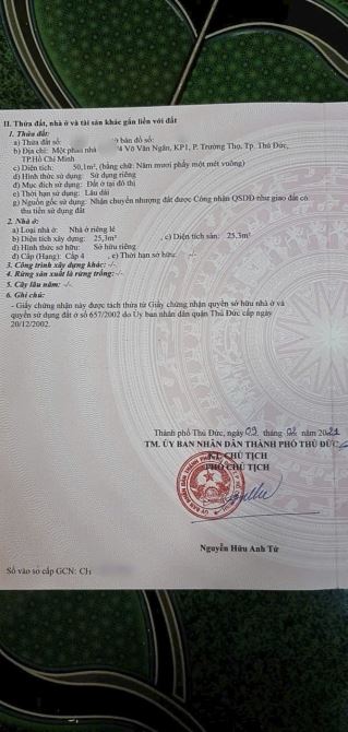 4.85 tỷ- BÁN LÔ ĐẤT THỔ CƯ 50M2 ,hẽm 6m đường võ văn ngân ,trường thọ ,thủ đức. sát chợ - 1