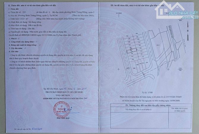 Bán đất nhà phố P. Bình Trưng Đông đường 59 Quận 2 (120m2) 12 tỷ ~ 100 tr/m2