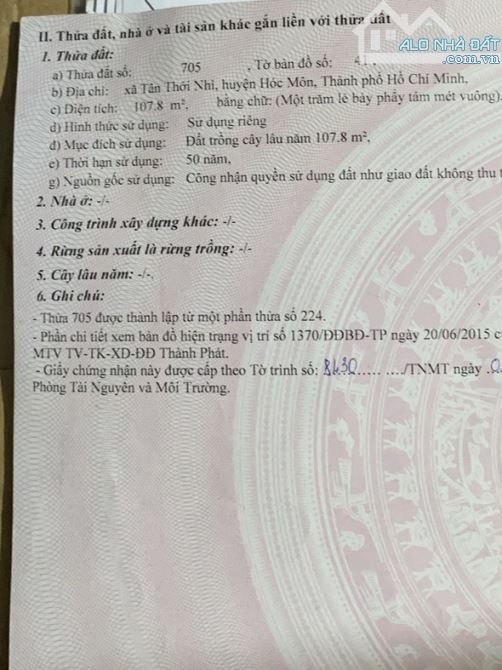 cần bán gấp căn nhà để trả nợ cho con Lê Thị Hồng Gấm, xã Tân Thới Nhì Hóc Môn 600tr