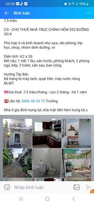 Nhà trục chính hẻm 30/4 ở và làm văn phòng đều tiện - 1