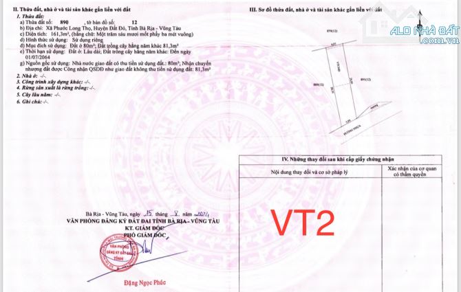 Chỉ 880 triệu là anh chị đã sở hữu ngay BĐS đường nhựa KCN Đất Đỏ. Ngang 10x30m thổ cư 80 - 2