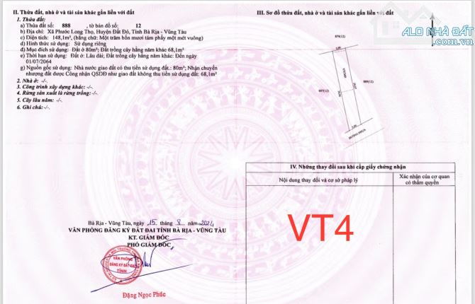 Chỉ 880 triệu là anh chị đã sở hữu ngay BĐS đường nhựa KCN Đất Đỏ. Ngang 10x30m thổ cư 80 - 4