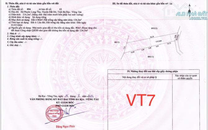 Chỉ 880 triệu là anh chị đã sở hữu ngay BĐS đường nhựa KCN Đất Đỏ. Ngang 10x30m thổ cư 80 - 6