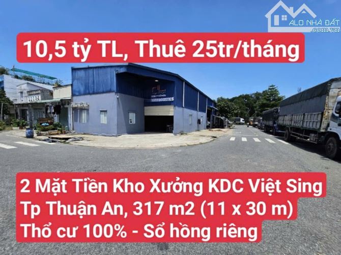 🆘 Đất Góc 2 Mặt Tiền Kho Xưởng KDC Việt Sing, P. An Phú, Tp. Thuận An