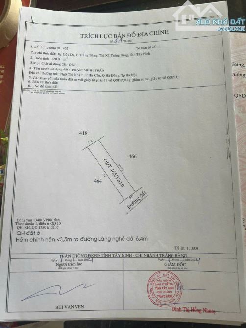 Em còn vài lô đất đẹp giá ngộp 120m2 full thổ cư Đ.Bùi Thanh Vân gần chợ Trảng Bàng TNinh - 1