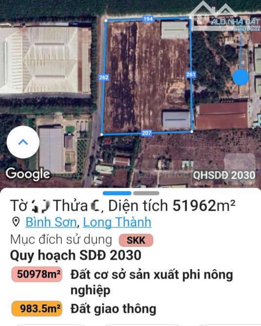 Chuyển nhượng lô đất và xưởng 5.2ha ( 52.000m2) trong KCN tại Long Thành, Đồng Nai