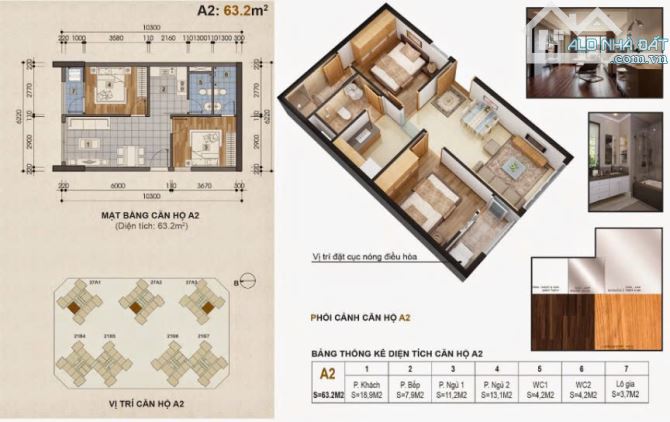 100% Chính Chủ Cần Bán!!! Diện tích 63,2m2 Tòa 27A3 Chung cư Green Stars 234 Phạm Văn Đồng - 1