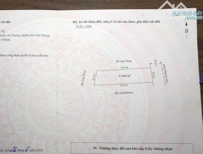 Mặt đường Cách Thượng , Nam Sơn, An Dương mà giá chỉ 1,4x tỷ . Diện tích đất 60m ngang 4 m