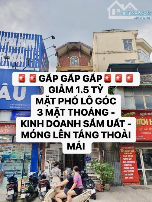 [GẤP GẤP GẤP] GIẢM 1.5 TỶ  MẶT PHỐ LÔ GÓC 3 MẶT THOÁNG - KD SẦM UẤT - MÓNG LÊN TẦNG