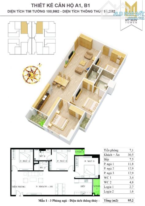 Chung cư 62 Nguyễn Huy Tưởng 101m2- 3N- Hướng Đông Nam- Giá 4,75 tỷ