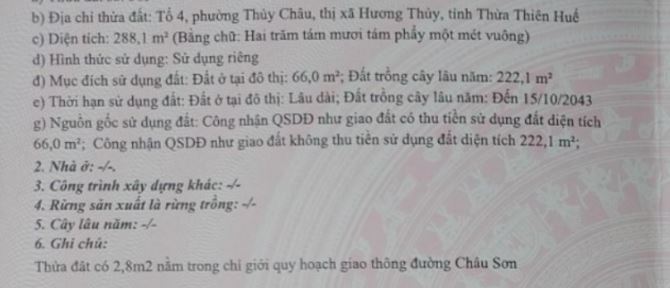 CẦN TIỀN BÁN RẺ ĐẤT MẶT TIỀN CHÂU SƠN, THỦY CHÂU GẦN ĐƯỜNG TRƯNG NỮ VƯƠNG