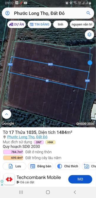 Phước long thọ, mặt tiền Phạm Hùng, 1484m2, 16x84, có 89 thổ cư, giá 2tyx - 1