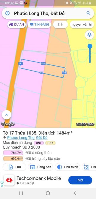 Phước long thọ, mặt tiền Phạm Hùng, 1484m2, 16x84, có 89 thổ cư, giá 2tyx - 2