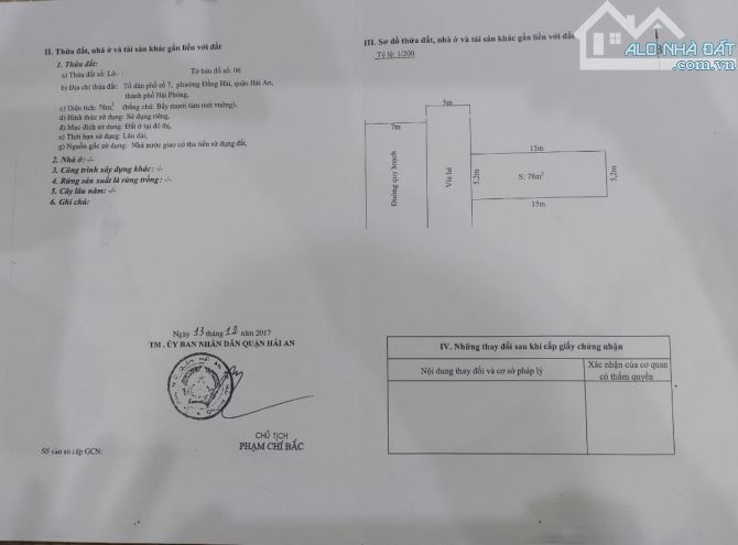 Bán đất TĐC Phúc Lộc tuyến 2 Lê Hồng Phong sau Bảo Hiểm Hải An - 78m2 ngang 5.2m