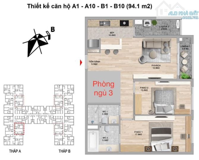 CĂN HỘ 93M2 Ở THE ZEI LÊ ĐỨC THỌ, TẦNG CAO VIEW ĐẸP, BAN CÔNG HƯỚNG MÁT, NỘI THẤT XỊN, 3PN - 6